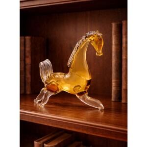 Vintage Amber Glass Horse Figurine Art Glass Sculpture Mid-Century Style